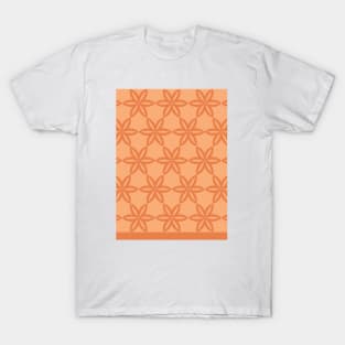 Geometric Flowers Pattern - Orange T-Shirt